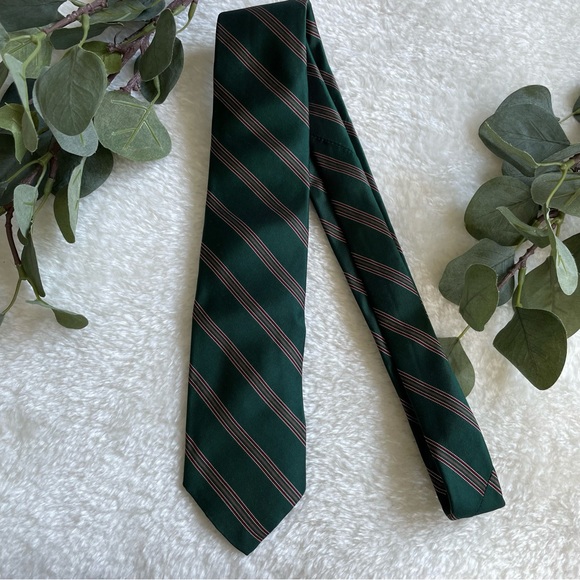 Robert Talbott Dark Green Diagonal Striped Neck Tie - Picture 5 of 10